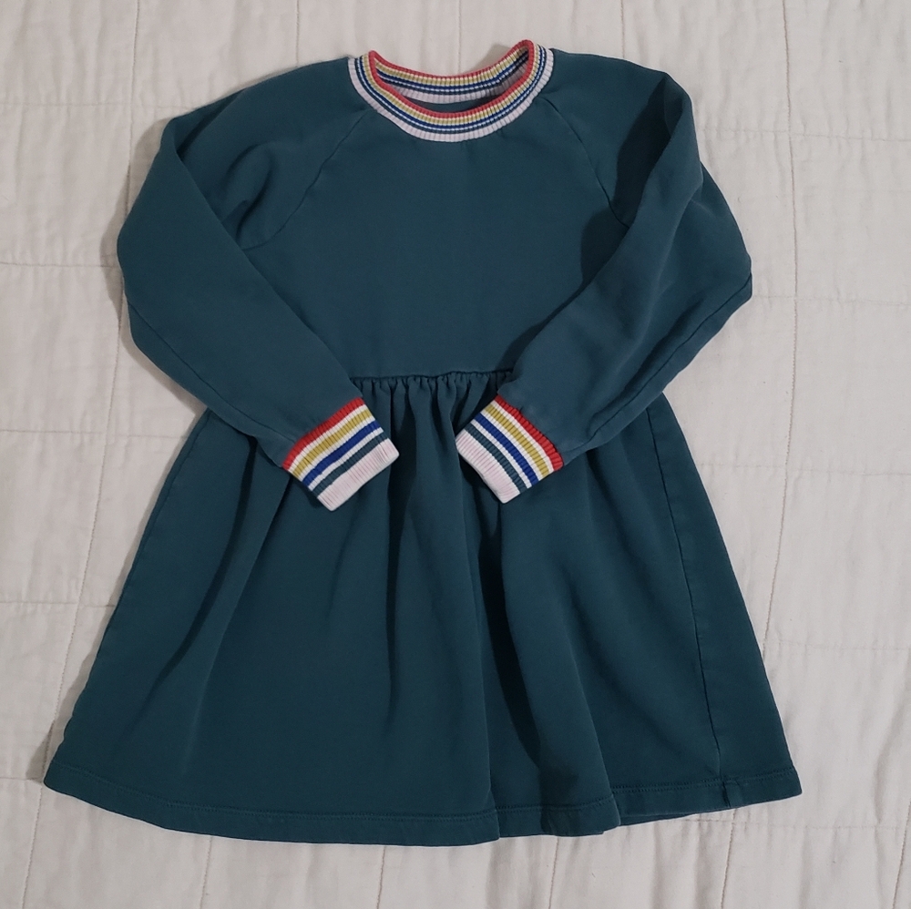 Hanna Andersson Dress Sweatshirt Terry Dress Dark Teal Green Size 5 Or 110cm